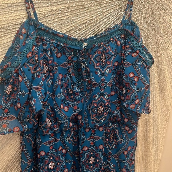 Purple Snow midi off shoulder dress size 2X southwestern Aztec print fit flare - Picture 4 of 12